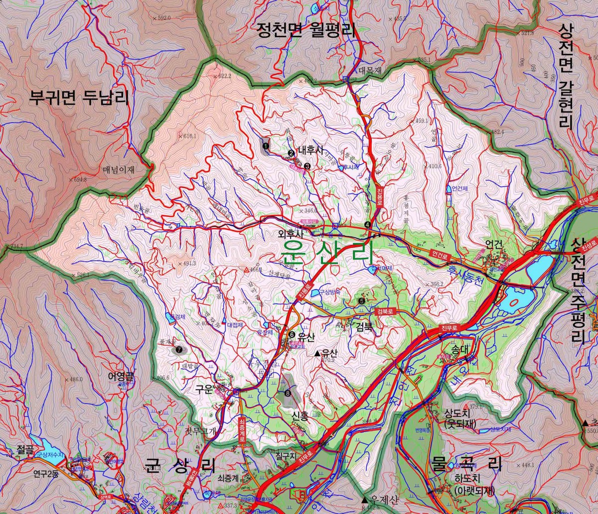 운산리 지도