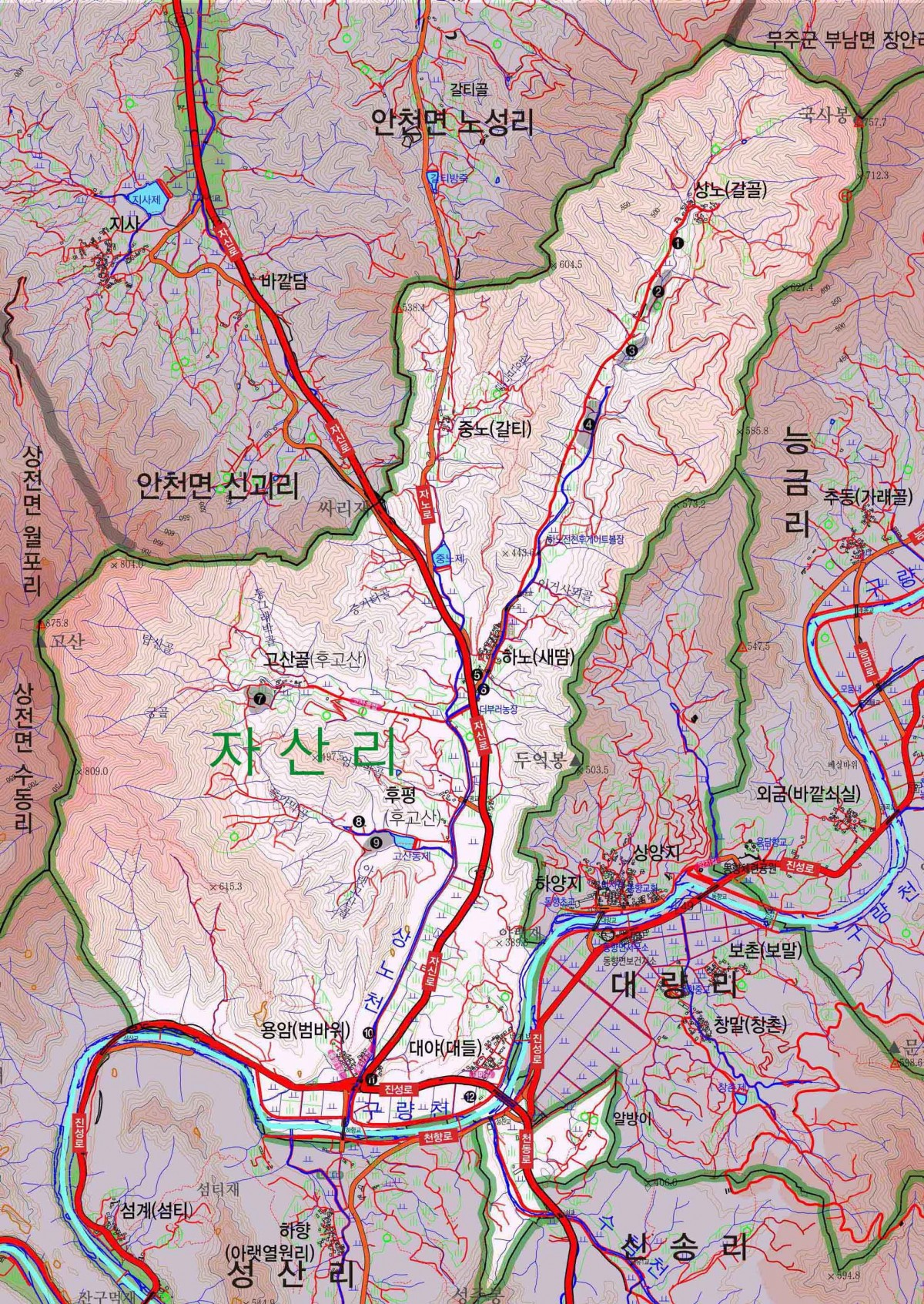 자산리 지도