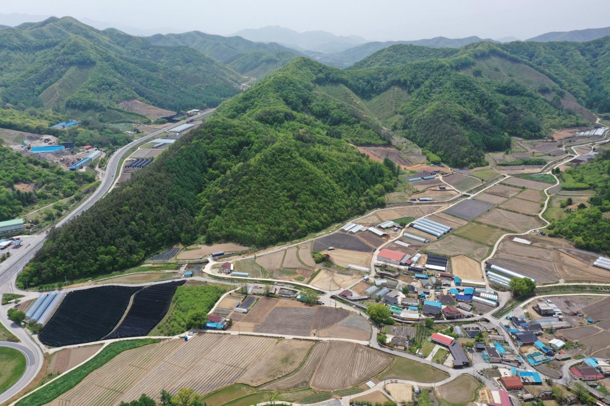 북쪽 상공에서 본 오룡리 일대